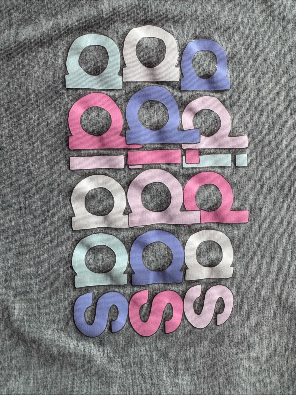 adidas Gray Tee with Pastel Multi-Color Logo